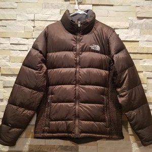 North Face Womens XL Brown Faux Fur Winter Puffer Down Jacket Ladies Retro Coat